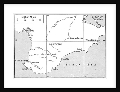 Map of the area where the Crimean War was fought in the 1850s by Walter Hutchinson