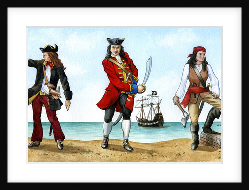 Anne Bonny, John 'Calico Jack' Rackam and Mary Read, 18th Century Pirates by Karen Humpage