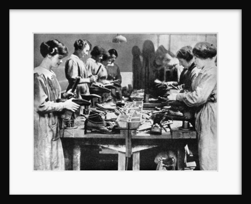 Women cobblers repairing footwear for the war effort by Anonymous