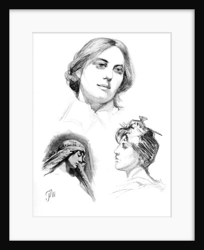 Pencil studies of three women by W Gulzow