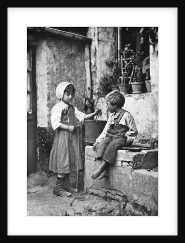 Two children in a backyard by Constance Ellis