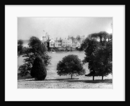 View of building across from fields by Anonymous