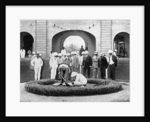 The Prince of Wales planting a tree at the Kumasi Church College, Ghana by Anonymous
