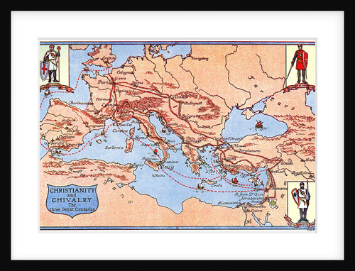 Map of the routes of the three great crusades by Criss