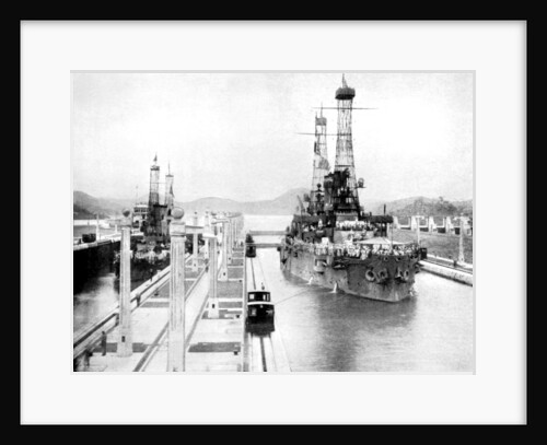 United States Men-Of-War passing through a lock, Panama Canal, Panama by Anonymous