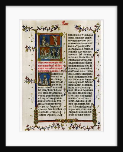 Text page with biblical scenes by Anonymous