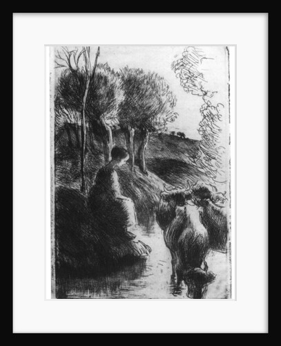 'Vachere au Bord de L'eau', (Cowherd beside Water) by Camille Pissarro