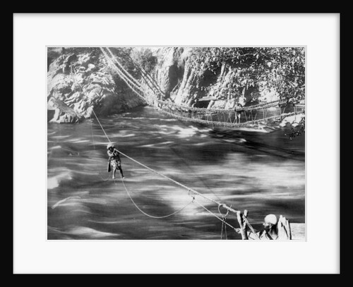 Rope bridge, Jhelum Valley, Kashmir, India by F Bremner