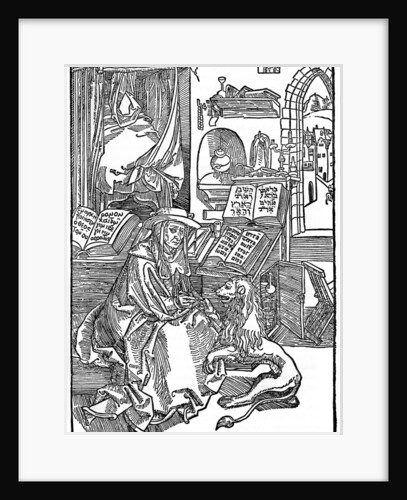 St Jerome in his study pulling a thorn from a lion's paw by Albrecht Dürer