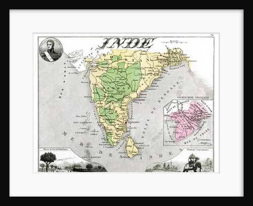 Map of French-occupied India by Edmond Dyonnet