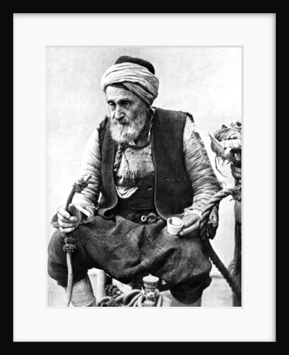 A peasant drinking coffee and smoking a huqqah, Izmir, Turkey by Anonymous