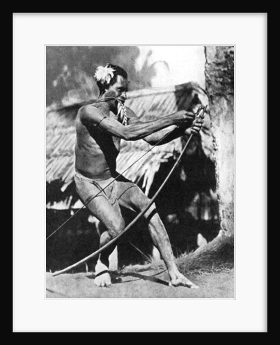 A huntsman stringing his bow by Wide World Photos