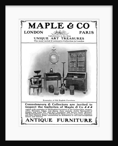 Advertisement for Maple & Co of London, sellers of antique furniture by Anonymous