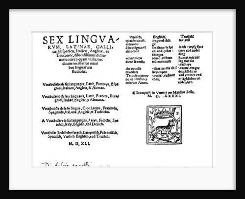 Hexaglot traveller's dictionary by Melchiorre Sessa