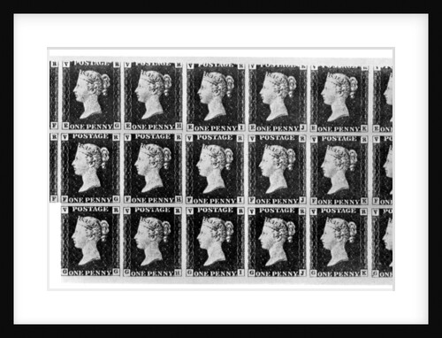 Block of twenty 'Penny Black' stamps by Anonymous