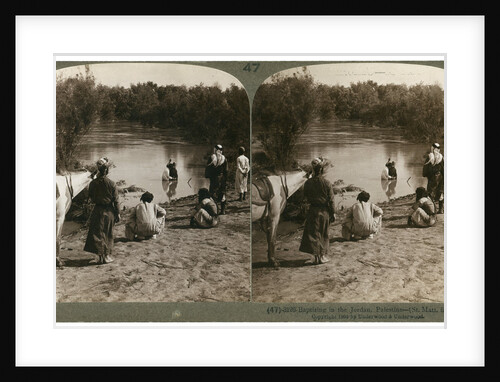 Baptising in the River Jordan, Palestine by Underwood & Underwood