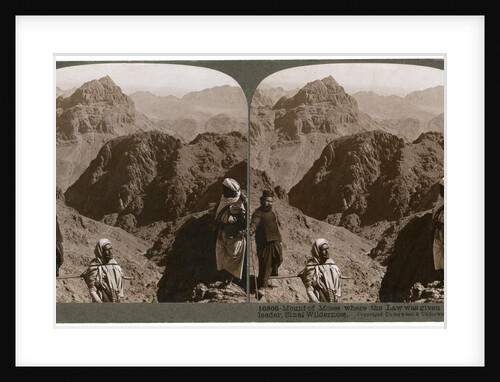 Mount of Moses, where the law was given to Israel's leader, the Sinai wilderness by Underwood & Underwood