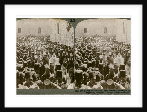 Easter procession of the Greek Patriarch, entering the Church of Holy Sepulchre, Jerusalem by Underwood & Underwood