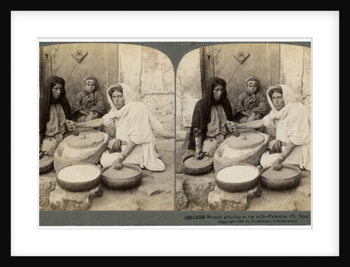 Women grinding at the mill, Palestine by Underwood & Underwood