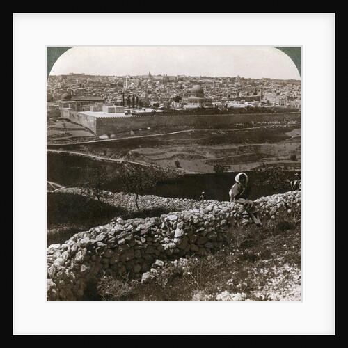 Jerusalem, as seen from the south-east, showing the site of the temple, Palestine by Underwood & Underwood