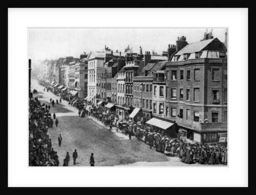 Crowds waiting for the Queen in St James's Street, London, 1880s by Anonymous