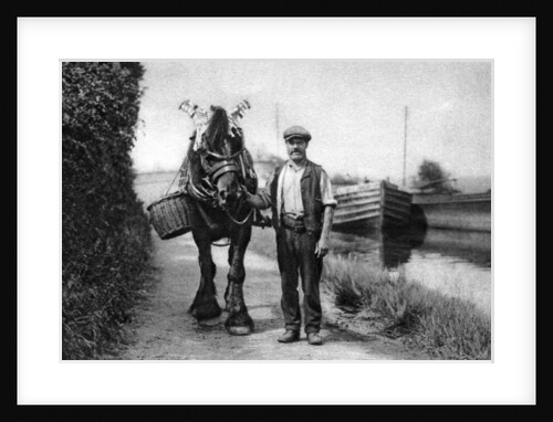 A horse pulling a canal barge by Anonymous