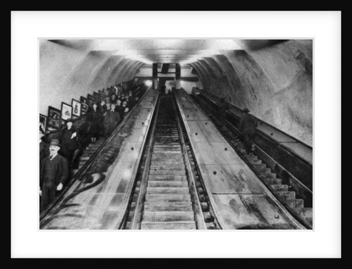 Tottenham Court Road tube station escalators, London by Anonymous