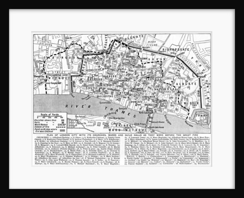 Plan of the City of London showing churches, wards and guild halls by Anonymous