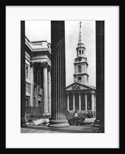 St Martin-in-the-Fields seen between the columns of the National Gallery, London by McLeish