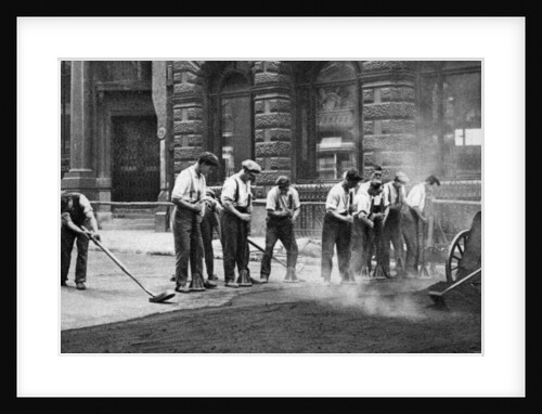 Workmen laying tar and asphalt in Cornhill, London by McLeish