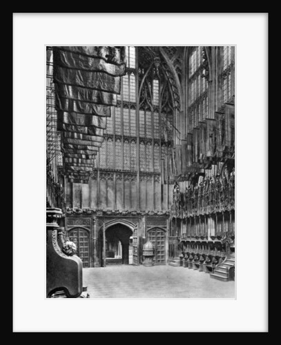 Massed banners of the Knights of the Bath in Henry VII's Chapel, Westminster Abbey by King