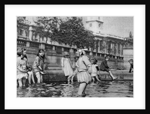 Children paddling in the fountains at Trafalgar Square, London by Whiffin