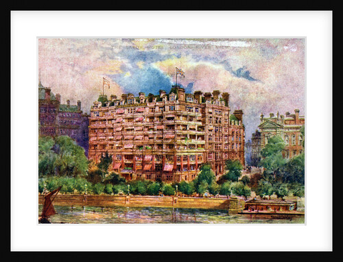 The Savoy Hotel as seen from the River Thames, London by William Harold Oakley