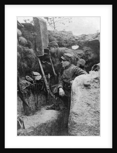 The periscope in use in a French trench, First World War by Sphere