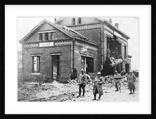 Damaged railway station at Roye, France, First World War by Anonymous