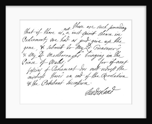 Part of a letter written by Charles Spencer, 3rd Earl of Sunderland by Anonymous