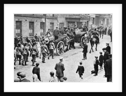 Soldiers convoying coal carts during the strike, Sheffield by Anonymous