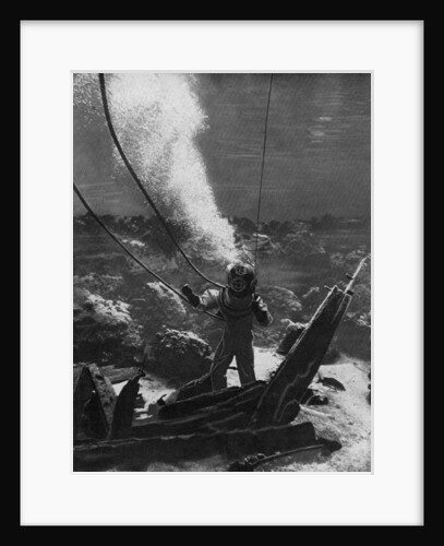 The first photograph of a diver under water by Anonymous