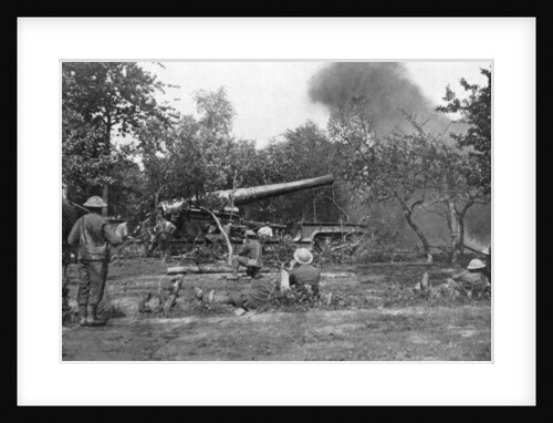 Big railway gun firing during the advance in the west, First World War by Anonymous