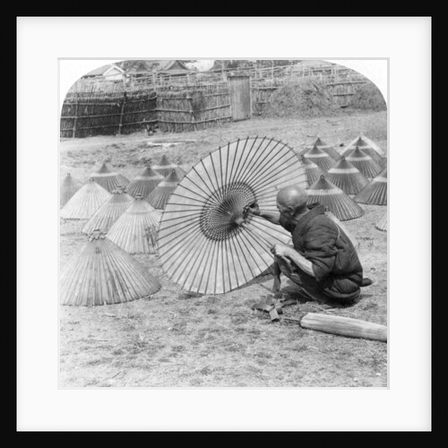 A Japanese umbrella maker, Kobe, Japan by Underwood & Underwood