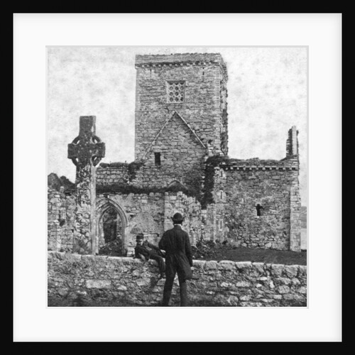 Ruins of the cathedral and St Martin's Cross, Iona, Argyll and Bute, Scotland by George Washington Wilson