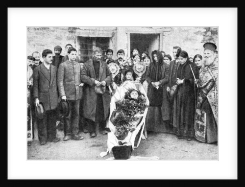 A dead Greek peasant lying in a coffin by HA Fawcett