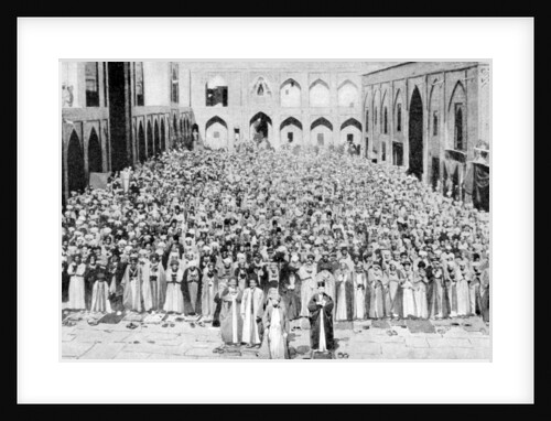 A congregation faces the holy Kaaba in Mecca's mosque, Saudi Arabia by Anonymous