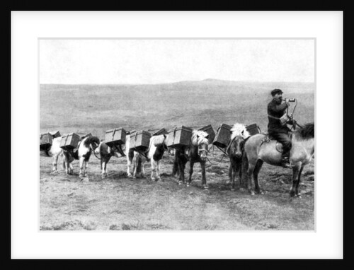 A mail caravan crossing the Icelandic plains, Iceland by Anonymous
