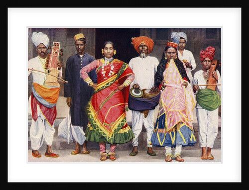 Nautch dancing girls with accompanying musicians, India by SR Norton