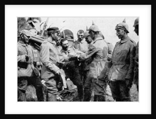 German troops stopping for midday rations on the way to Brussels, First World War by Anonymous