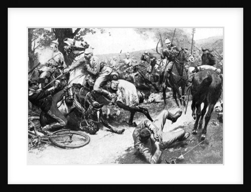 French cavalry attacking German troops, First World War by Anonymous
