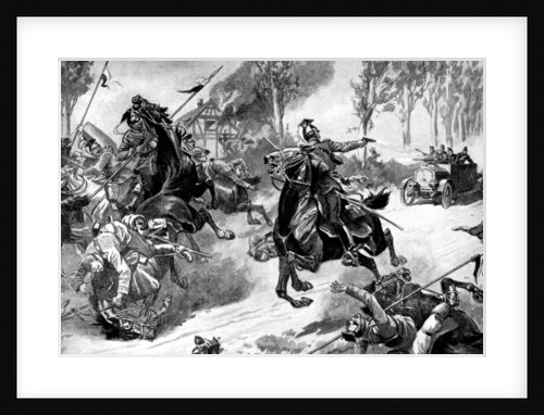 Armoured Belgian troops under attack by Uhlans, First World War by Anonymous