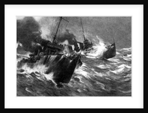 British torpedo craft in North sea storms, First World War by Anonymous