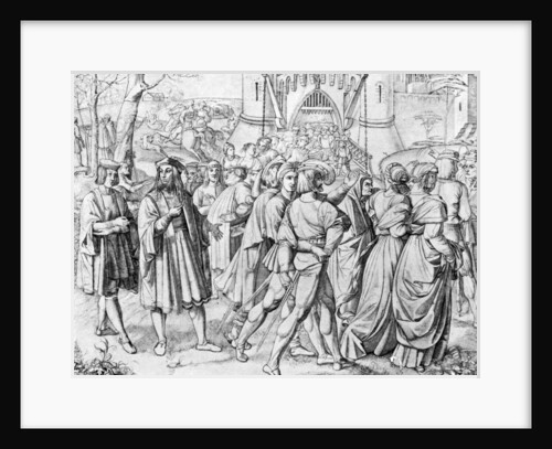 People at the entrance to a city by Anonymous